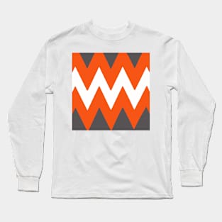 Chevron Orange and Gray Long Sleeve T-Shirt